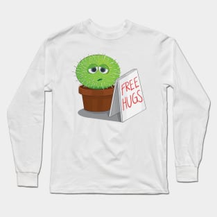 Sad Free Hugs Cactus Cute and Silly Long Sleeve T-Shirt